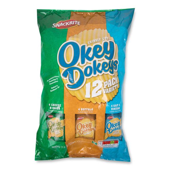 Crinkle Cut Okey Dokeys Variety Crisps 12x25g Snackrite